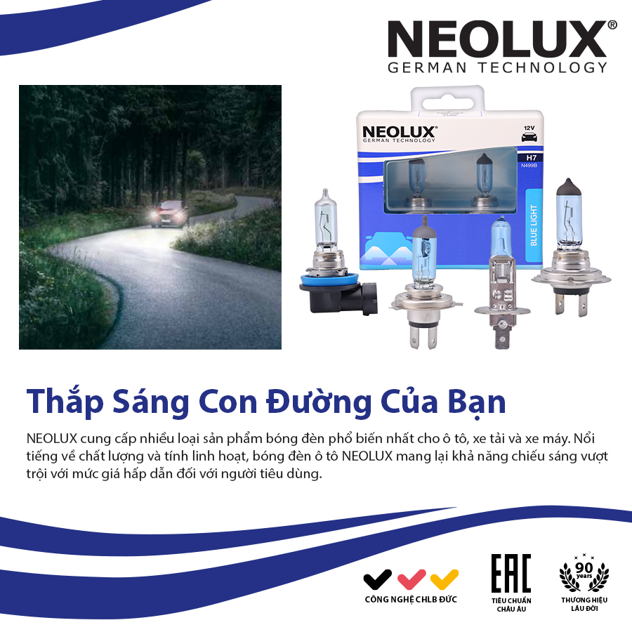 Bóng Halogen Blue Light H4 12V 60/55W P43T N472B-2SCB Hiệu Neolux