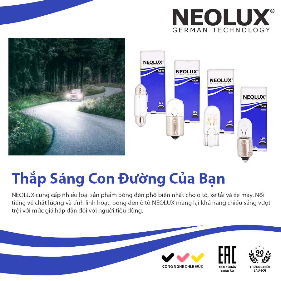 Bóng gim lớn T20 1 tim (W21W) (màu vàng) 12V 21W N582A Hiệu NEOLUX